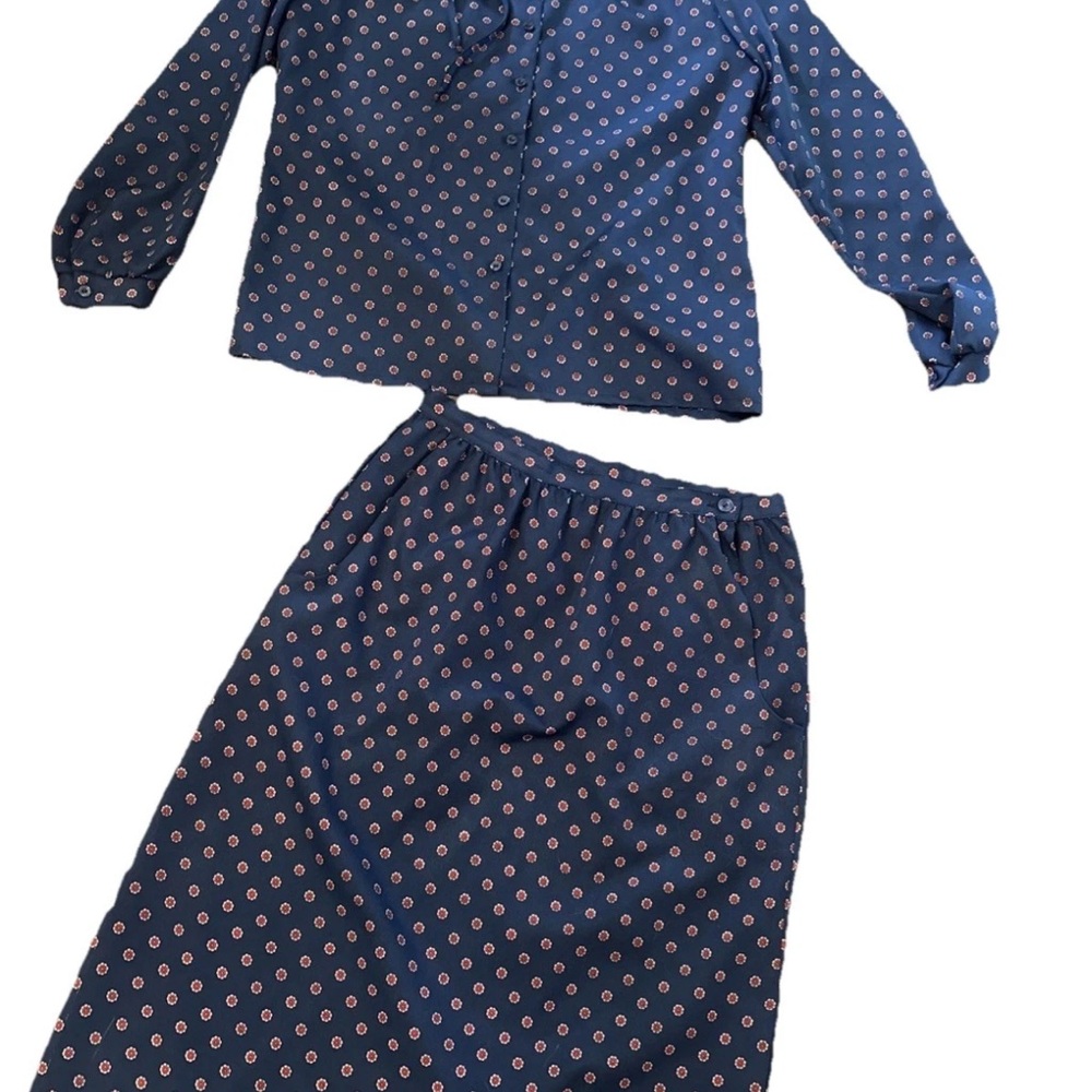 Vintage 2 Piece Polyester Skirt Set